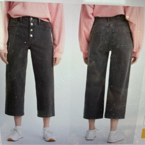 Levis Gray Washed Black Mile High Cropped Wide Leg Jeans 29 - Picture 8 of 8